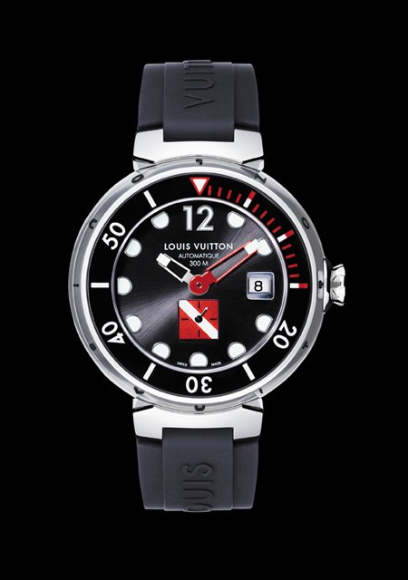 LOUIS VUITTON Stainless Steel Rubber 44mm Tambour Street Diver Automatic  Watch Black 1293283