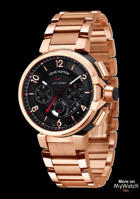 Tambour chronographe pink gold watch Louis Vuitton Brown in Pink