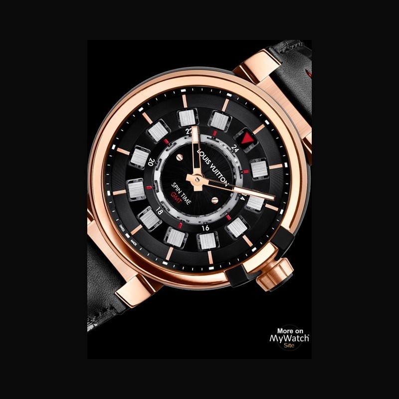 Watch Louis Vuitton Tambour Spin Time GMT  Tambour Spin Time Pink Gold -  Alligator Bracelet