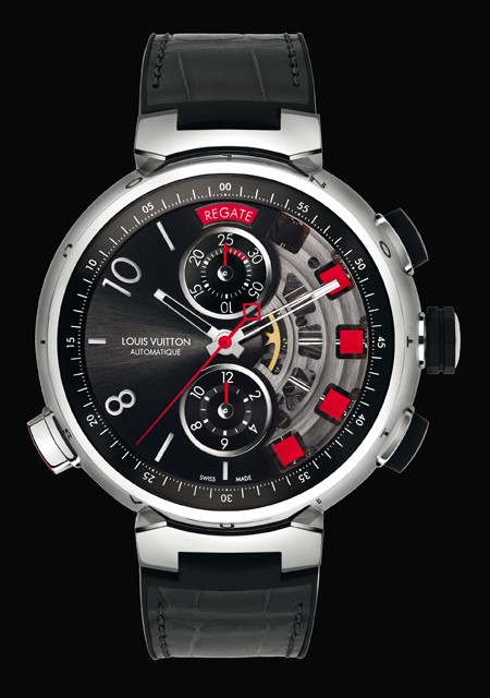 Louis Vuitton Stainless Rubber Tambour 'America's Cup' Men's