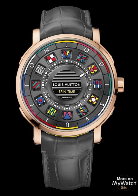 Watch Louis Vuitton Tambour Spin Time GMT  Tambour Spin Time Pink Gold -  Alligator Bracelet