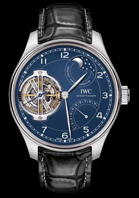 Watch IWC Portugieser Tourbillon Force Constante Edition 150 Years Portuguese IW590203 Platinum White Dial Alligat