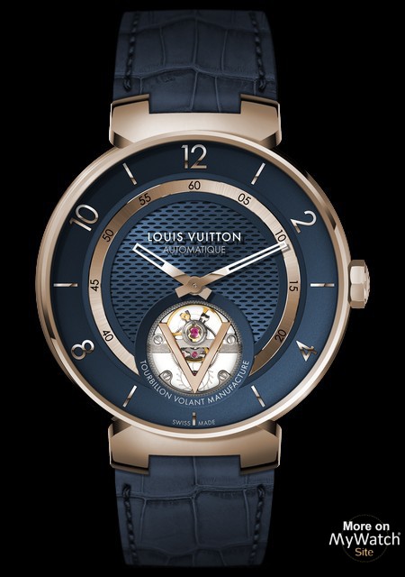 Louis Vuitton Tambour Moon Dual Time, Quartz, 35mm, Diamonds Blue
