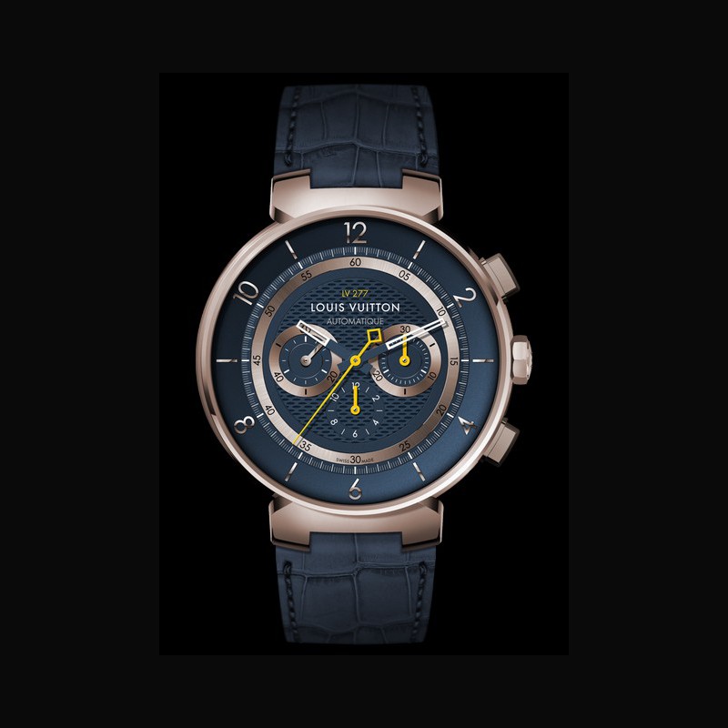 Louis Vuitton Black Tambour Chronograph El Primero Watch Blue Dark blue  Steel Metal ref.119889 - Joli Closet