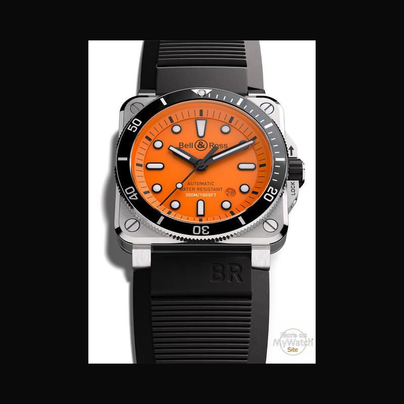 Watch BR 03 92 Diver Orange Accueil BR0392 D O ST SRB Steel