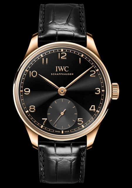 Watch IWC Portugieser Automatic 40 Portuguese IW358401 5N Gold Obsidian Dial Strap Alligator Leather