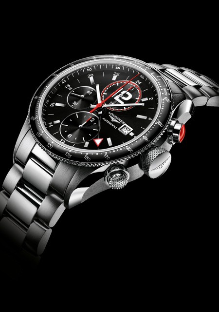 Watch Longines GrandeVitesse Chronographe 24h Longines Sport Collection L3.637.4.50.6 Steel Black Aluminium Bezel