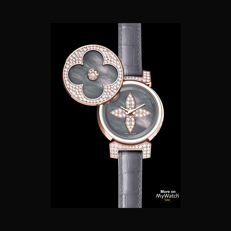 Louis Vuitton Tambour Bijou Diamond Pink Mother of Pearl White