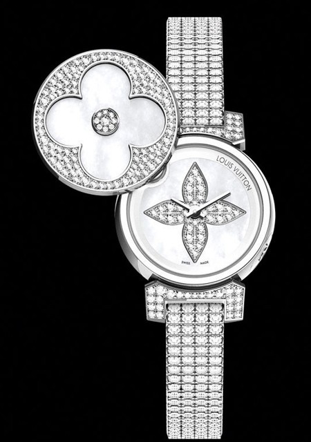 Louis Vuitton Tambour Stainless Steel with Diamonds Bijou Petale