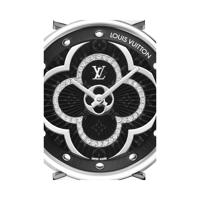 Watch Tambour Moon Divine  Louis Vuitton QAAA98 Steel - Diamonds - White  Dial
