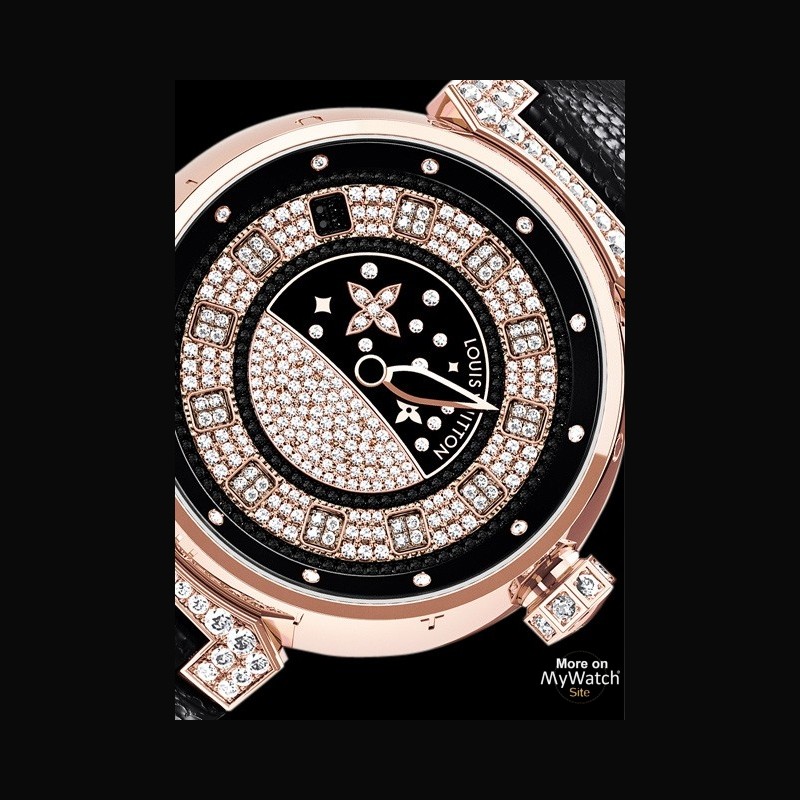 Watch Louis Vuitton Tambour éVolution Spin Time GMT  Tambour éVolution  Pink Gold - Black Alligator and Calfskin Strap