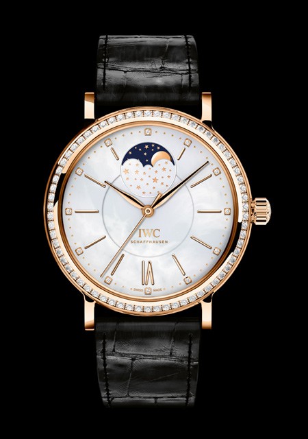 Watch IWC Portofino Midsize Automatic Moon Phase Portofino IW459002 Red Gold Diamonds Alligator Strap